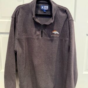 STARTER Gray Men's Quarter-Zip Fleece Pullover with Embroidered Logo